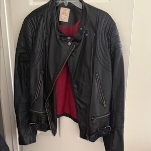 We The Free Vegan Leather Jacket with Red Interior